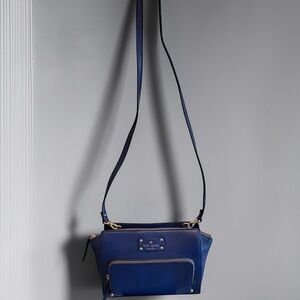 Kate Spade Baxter Street Sevilla Blue Leather Crossbody Bag Purse